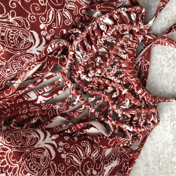 Swimsuits For All Bikini Women's Brick Red Patterned Crochet Size 18 - Picture 8 of 12